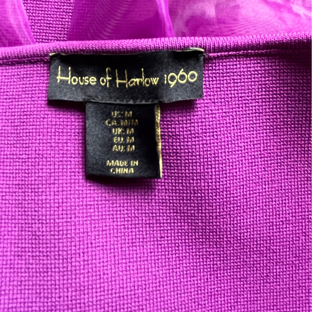 House of Harlow 1960 Purple Sheer Sleeve Blouse - Picture 8 of 10